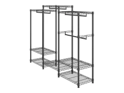 Cabide, SucceBuy Cabide para Roupa de Alta Resistência, Capacidade de 362 kg, 4 Varões para Pendurar e 8 Níveis de Arrumação, Cabide com Rodas