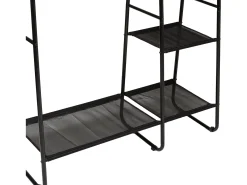 Cabideiro 1 Barra 4 Prateleiras Metal Preto 150x102 cm