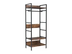 Cabideiro - Guarda-roupa aberto em metal e madeira Cabideiro removível para roupas - 162x60x40cm
