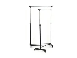 Cabideiro Auxiliar Duplo com Barra Giratória e Rodas 162x168 cm