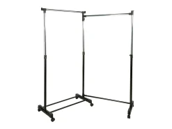 Cabideiro Auxiliar Duplo com Barra Giratória e Rodas 162x168 cm