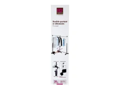 Cabideiro Auxiliar Duplo com Barra Giratória e Rodas 162x168 cm