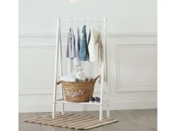 Cabideiro branco simples contemporâneo com barra e prateleira 60x114x30 cm