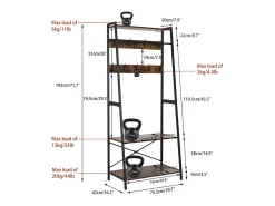 Cabideiro com duas prateleiras Guarda-roupa de entrada estilo industrial Cabideiro H182cm