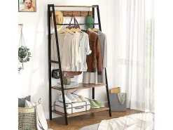 Cabideiro com duas prateleiras Guarda-roupa de entrada estilo industrial Cabideiro H182cm