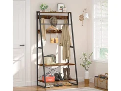 Cabideiro com duas prateleiras Guarda-roupa de entrada estilo industrial Cabideiro H182cm