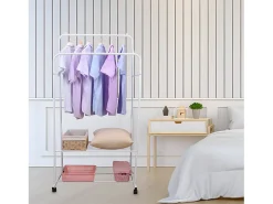 Cabideiro com rodinhas guarda-roupa duplo com rodas cabideiro 80,5x51x155cm