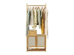 Cabideiro de bambu, cabideiro resistente com pés, 53x31,5x168cm