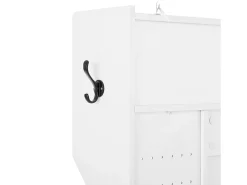 Cabideiro de entrada moderno 100x40x185.4cm - com 6 ganchos e 1 porta - com 4 prateleiras abertas - Branco