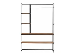 Cabideiro de metal e MDF 180 x 120 x 40 cm efeito nogueira preta 03_0008134