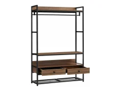 Cabideiro de metal e MDF 180 x 120 x 40 cm efeito nogueira preta 03_0008138