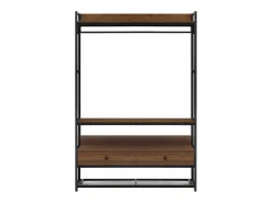 Cabideiro de metal e MDF 180 x 120 x 40 cm efeito nogueira preta 03_0008138