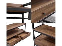 Cabideiro de metal e MDF 180 x 120 x 40 cm efeito nogueira preta 03_0008138