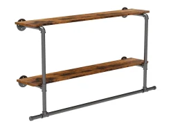 Cabideiro de parede com prateleiras, varão para roupas, cabideiro de designer 116x20,5x64,5 cm