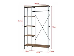 Cabideiro Hvidovre 170 x 100 x 35 cm com efeito madeira preta 03_0008135