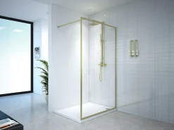 Cabina de duche de acesso direto, 120 x 200 x 92 cm, dourada, vidro, AMBERI