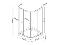 Cabina de duche de canto com base de duche, preta, 90 cm de largura x 90 cm de profundidade x 192 cm de altura, SIDOA