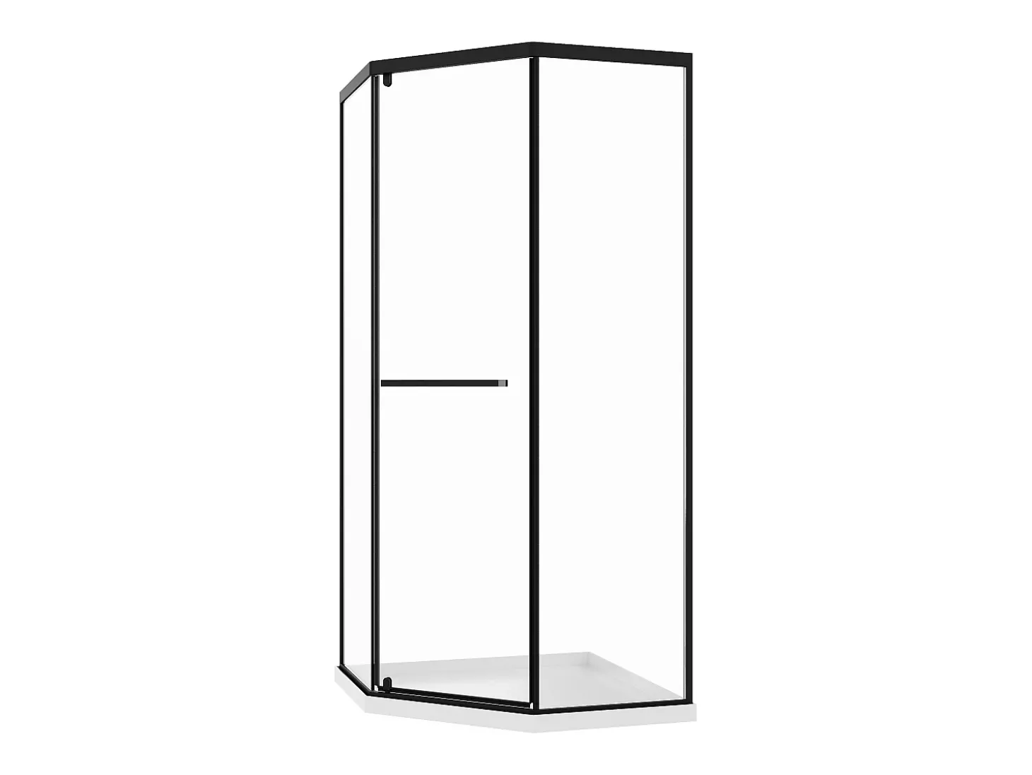 Cabine de chuveiro pentagonal com base, preto mate, 80 x 80 x 195 cm CRISTELIO