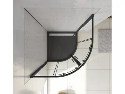 Cabine de duche 1/4 círculo correr Perfil preto mate Vidro temperado 5mm (780-800)x(780-800)x1850mm-AICA