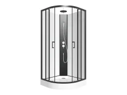Cabine de duche altura ajustável C90xL90xA200/220 cm preto e branco - ROVATA