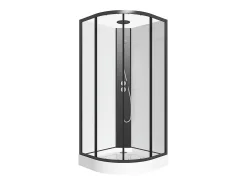 Cabine de duche altura ajustável C90xL90xA200/220 cm preto e branco - ROVATA