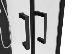 Cabine de duche altura ajustável C90xL90xA200/220 cm preto e branco - ROVATA