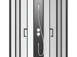 Cabine de duche altura ajustável C90xL90xA200/220 cm preto e branco - ROVATA