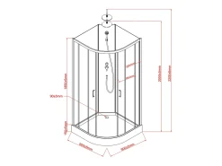 Cabine de duche altura ajustável C90xL90xA200/220 cm preto e branco - ROVATA