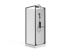 Cabine de duche, altura ajustável, branco e preto, C80 x L80 x A213/232 cm - BADONI