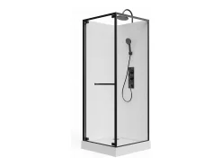 Cabine de duche, altura ajustável, branco e preto, C80 x L80 x A213/232 cm - BADONI