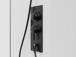 Cabine de duche, altura ajustável, branco e preto, C80 x L80 x A213/232 cm - BADONI