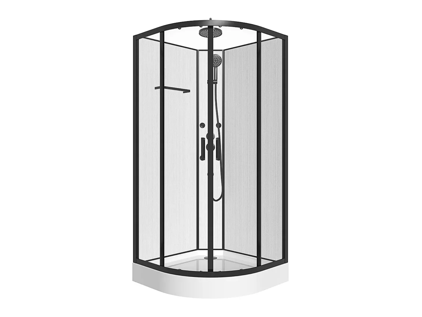 Cabine de duche de canto com hidromassagem, preta, C80 x L80 x A225 cm ZALIFA
