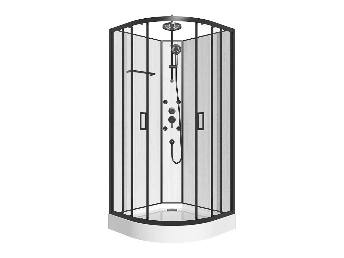 Cabine de duche de canto com hidromassagem, preta, C80 x L80 x A225 cm ZALIFA