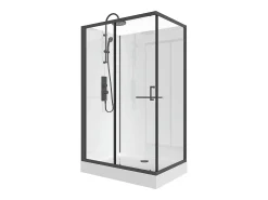 Cabine de duche de canto reversível, preto fosco, C110 x L80 x A225 cm ZODANI
