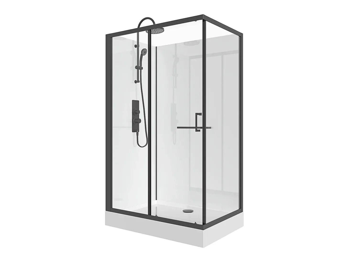 Cabine de duche de canto reversível, preto fosco, C110 x L80 x A225 cm ZODANI