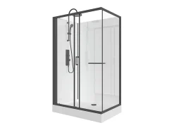 Cabine de duche de canto reversível, preto fosco, C110 x L80 x A225 cm ZODANI