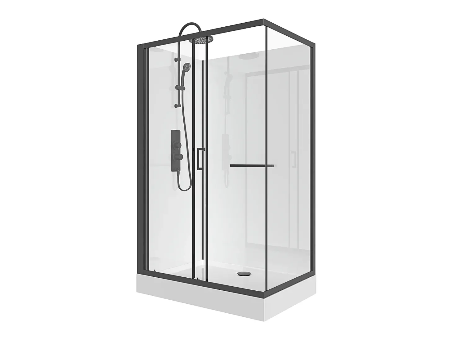 Cabine de duche de canto reversível, preto fosco, C110 x L80 x A225 cm ZODANI