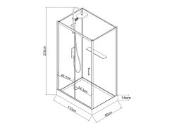 Cabine de duche de canto reversível, preto fosco, C110 x L80 x A225 cm ZODANI