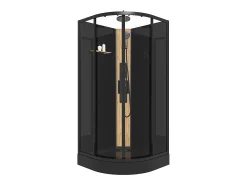 Cabine de duche de hidromassagem, preto e bambu, C90 x A225 cm TILOMA