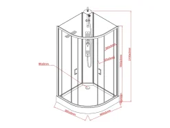 Cabine de duche de hidromassagem, preto e bambu, C90 x A225 cm TILOMA
