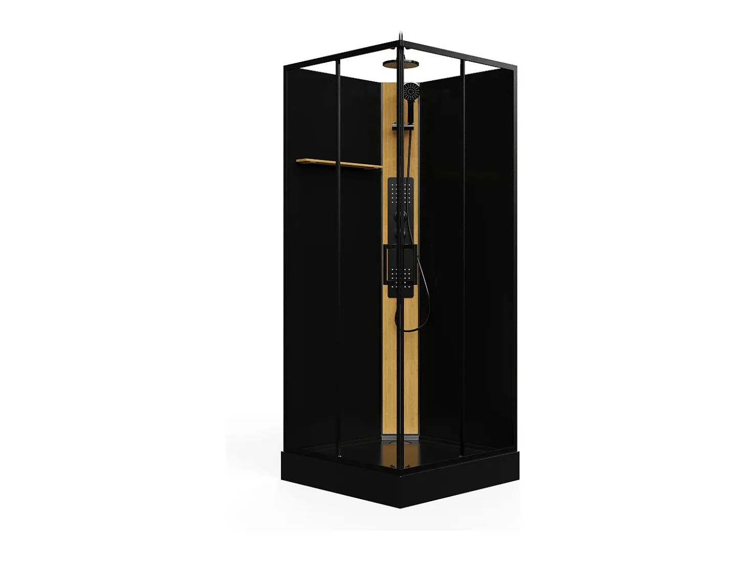Cabine de duche de hidromassagem com painel em bambu C90xL90xA225 cm - DESULO