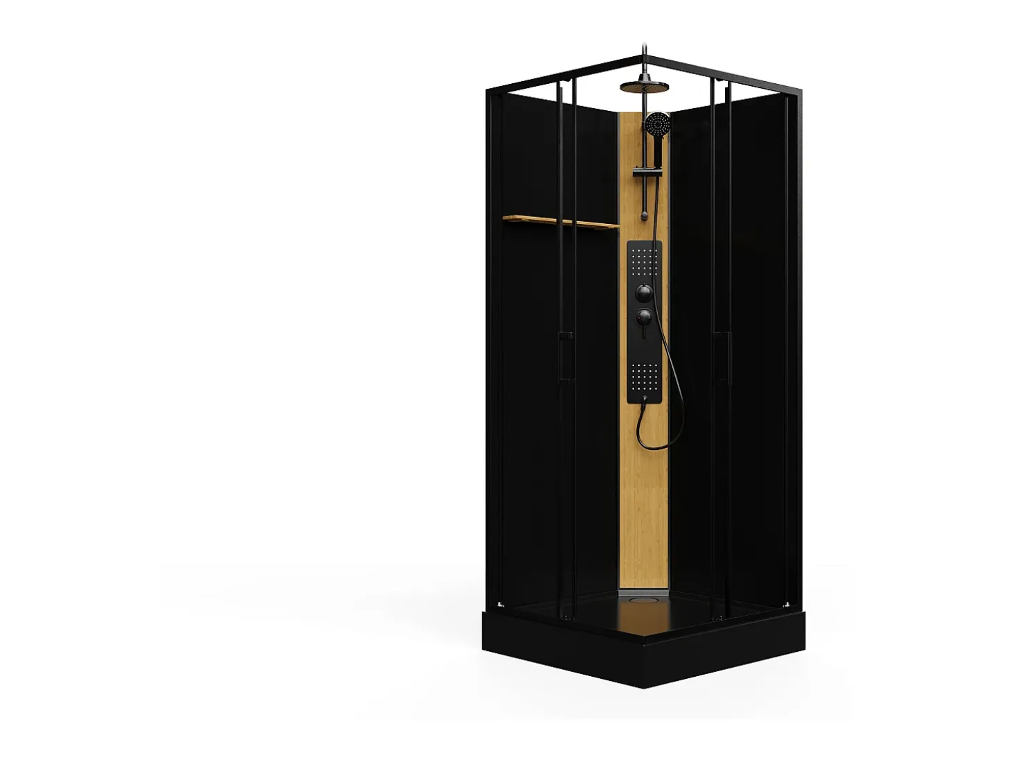 Cabine de duche de hidromassagem com painel em bambu C90xL90xA225 cm - DESULO