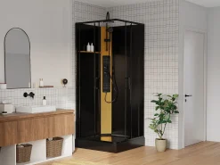 Cabine de duche de hidromassagem com painel em bambu C90xL90xA225 cm - DESULO
