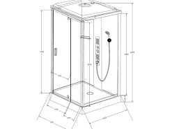 Cabine de duche de hidromassagem, função chuva tropical e cabeça de chuveiro PRIMEA - C90 x L90 x A215 cm