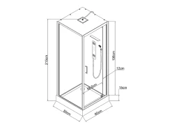 Cabine de duche de hidromassagem, instalação reversível, C80 x L80 x A215 cm FOMIRA