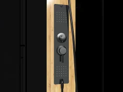 Cabine de duche de hidromassagem reversível, preto fosco e bambu, C120 x A225 cm VITUNA