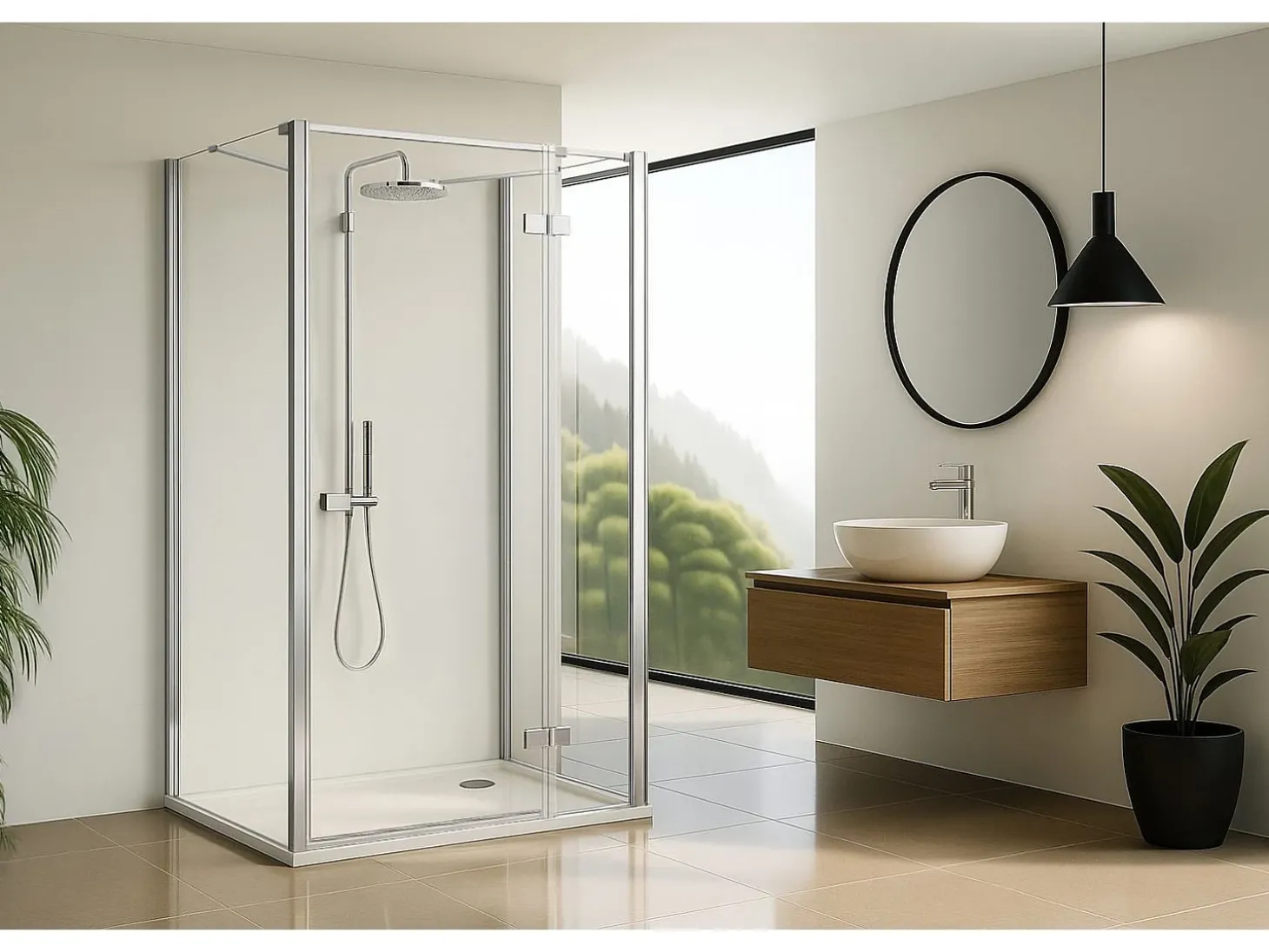 Cabine De Duche De Parede Rea Atlas Chrome 80X80 Left