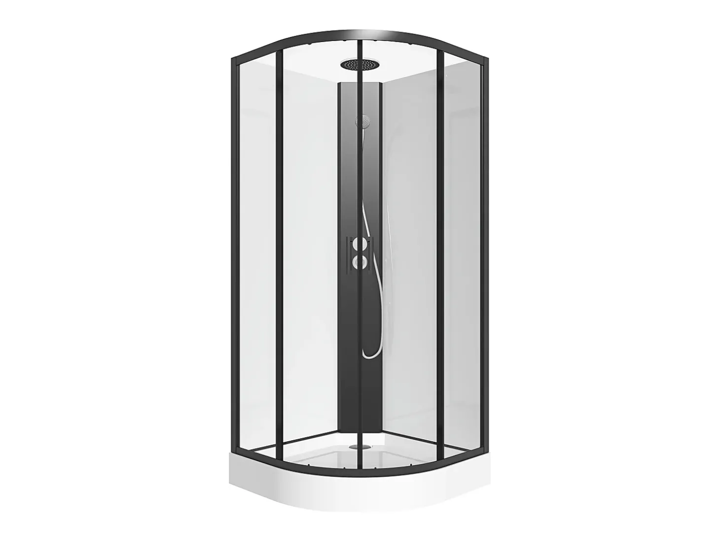 Cabine de duche em quarto de círculo, altura ajustável, C80 x L80 x A213/232 cm ROVATA