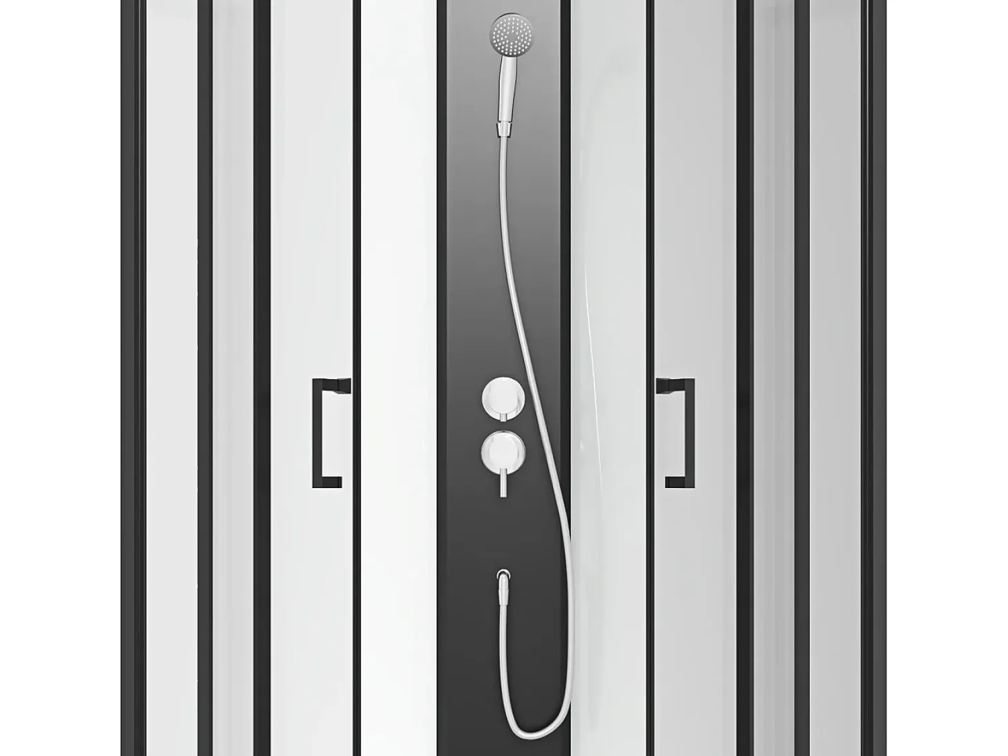 Cabine de duche em quarto de círculo, altura ajustável, C80 x L80 x A213/232 cm ROVATA