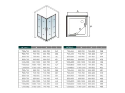 Cabine de duche quadrada correr Perfil preto mate Vidro Anticalcário 6mm (680-700)x(680-700)x1900mm-AICA